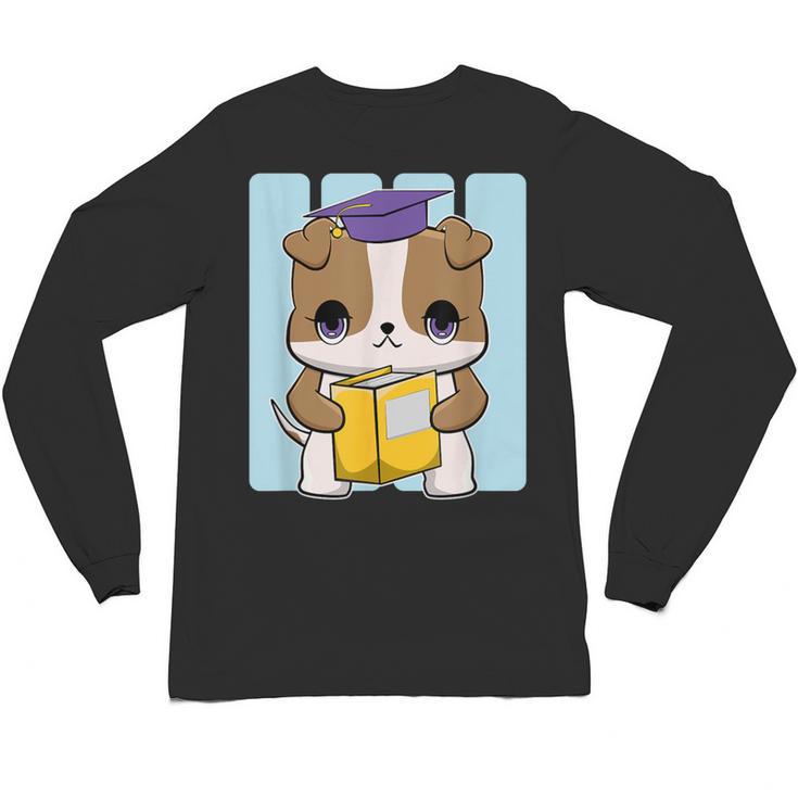 Bulldog Anime Pup Graduation Unisex Long Sleeve T-Shirt