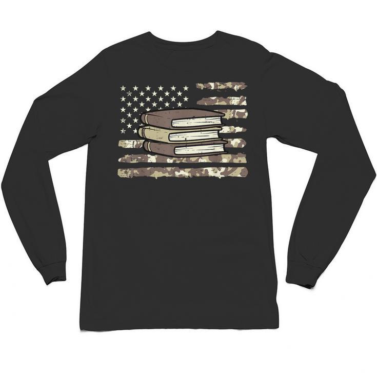 Camo Across America Read Reading Book Librarian Men Women Unisex Long Sleeve T-Shirt