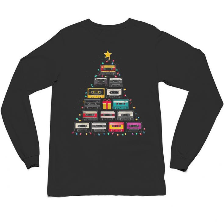 Cassette Tape Christmas Tree Graphic 80s 90s Retro Nostalgia Unisex Long Sleeve T-Shirt