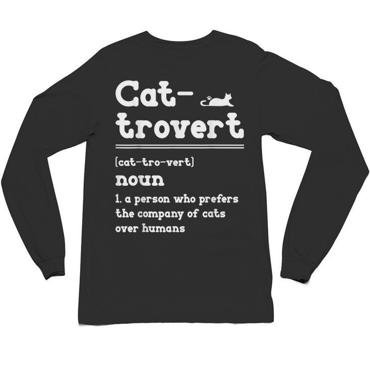 Cat-Trovert Definition Cat Introvert Pet Lover Unisex Long Sleeve T-Shirt