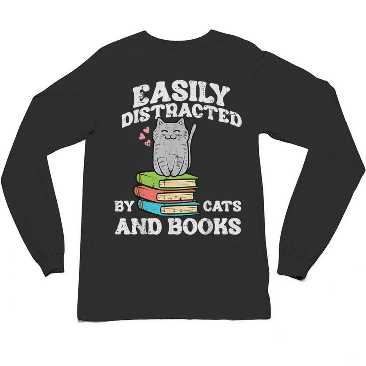 Cats And Books Read Reading Librarian Book Across America Unisex Long Sleeve T-Shirt