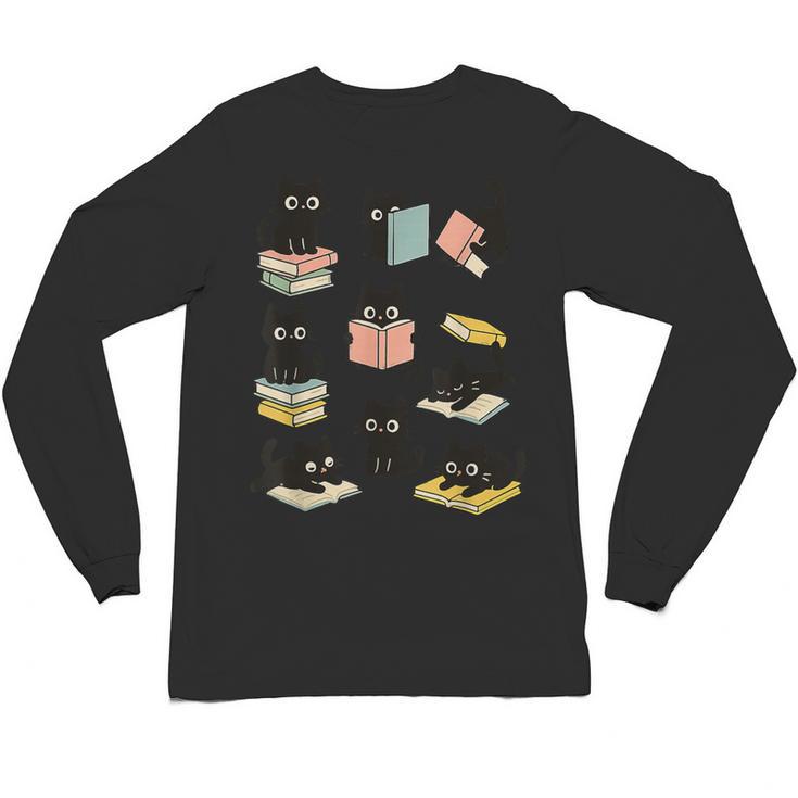 Cats Reading Books Cat Lover Unisex Long Sleeve T-Shirt
