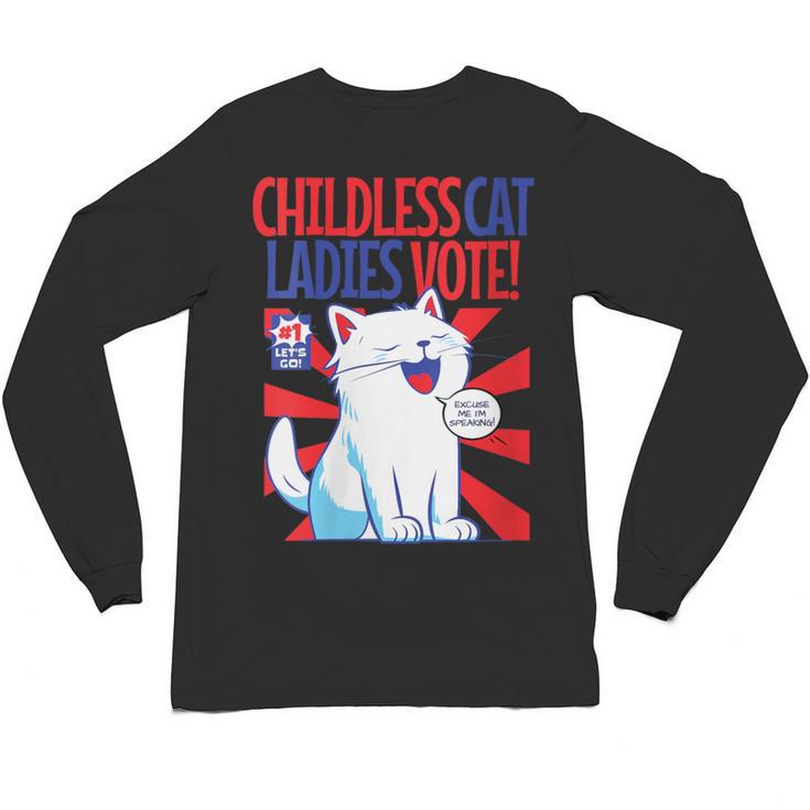 Childless Cat Ladies Vote Kamala Harris Cute Comic Book Cat Unisex Long Sleeve T-Shirt