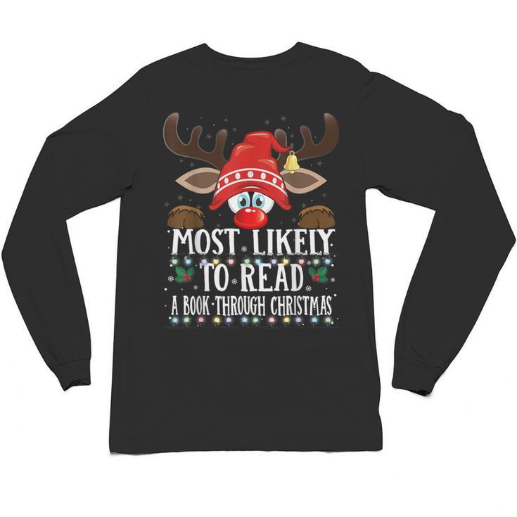 Christmas Matching Most Likely To Read A Book PJS Unisex Long Sleeve T-Shirt