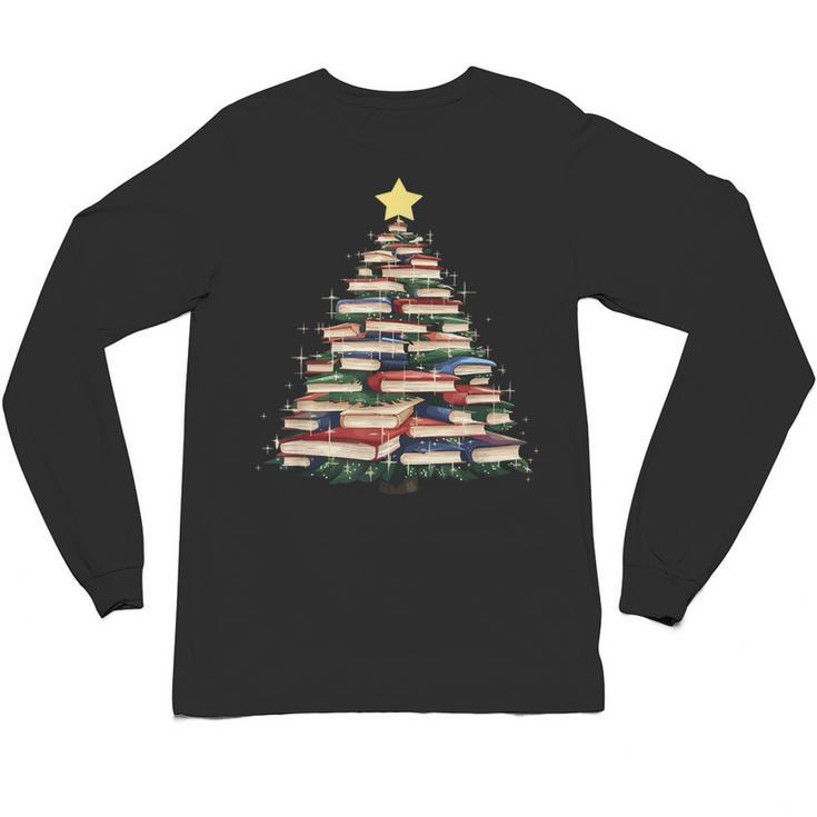 Christmas Tree Books Book Reading Bookworm Unisex Long Sleeve T-Shirt