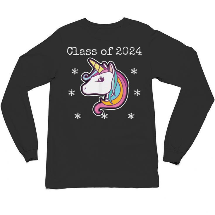 Class Of 2024 Graduation Year Unicorn Tee Shirt Unisex Long Sleeve T-Shirt