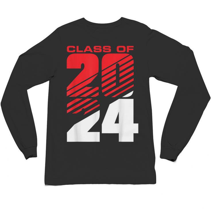 Class Of 2024 High School Senior Graduation Red Sports Style Unisex Long Sleeve T-Shirt
