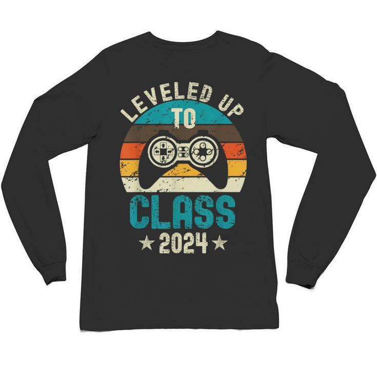 Class Of 2024 Senior Graduation Leveled Up Gamer Class 2024 Unisex Long Sleeve T-Shirt