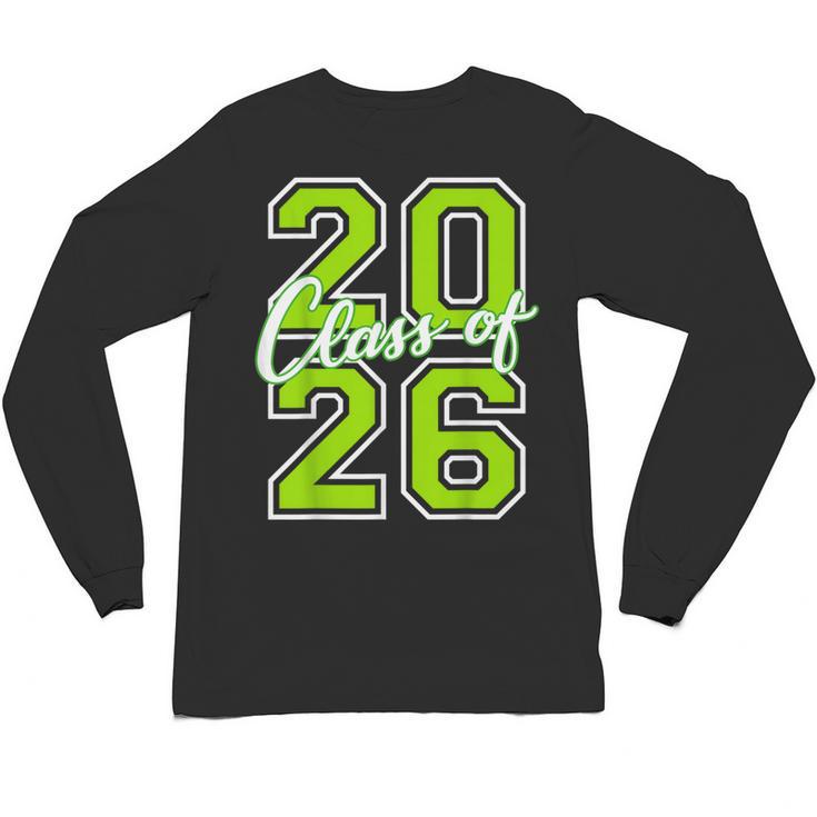 Class Of 2026 Graduation Varsity Lime Green Letters Unisex Long Sleeve T-Shirt