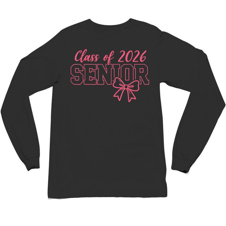 Class Of 2026 Pink Coquette Bow Cap Senior 2026 Graduation Unisex Long Sleeve T-Shirt
