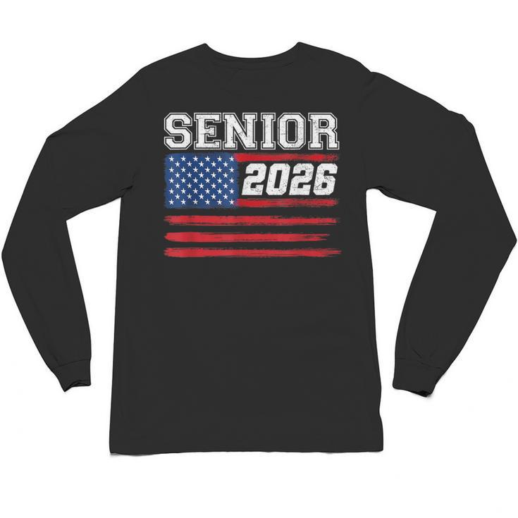 Class Of 2026 Senior Back To School American Flag Graduation Unisex Long Sleeve T-Shirt