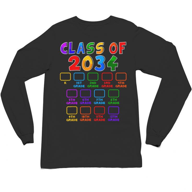 Class Of 2034 Grow With Me Graduation First Day Of School Unisex Long Sleeve T-Shirt