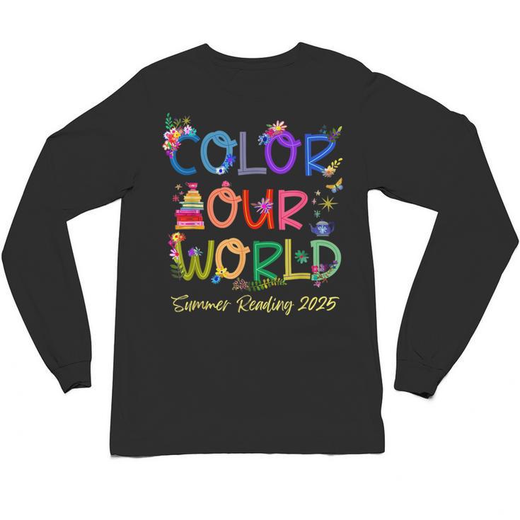 Color Our World Summer Reading 2025 Boho Wildflower Book Unisex Long Sleeve T-Shirt