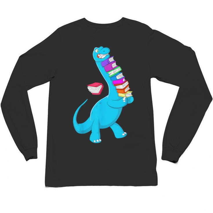 Cool Dinosaur Books Art For Men Women Libarian Book Lover Unisex Long Sleeve T-Shirt