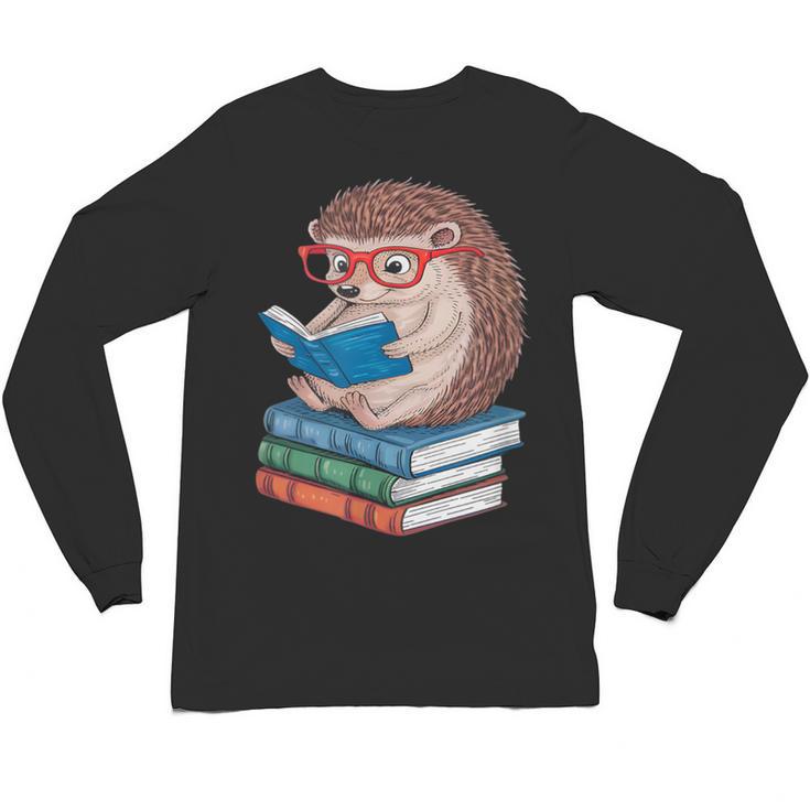 Cool Hedgehog Book Nerd Readers Unisex Long Sleeve T-Shirt