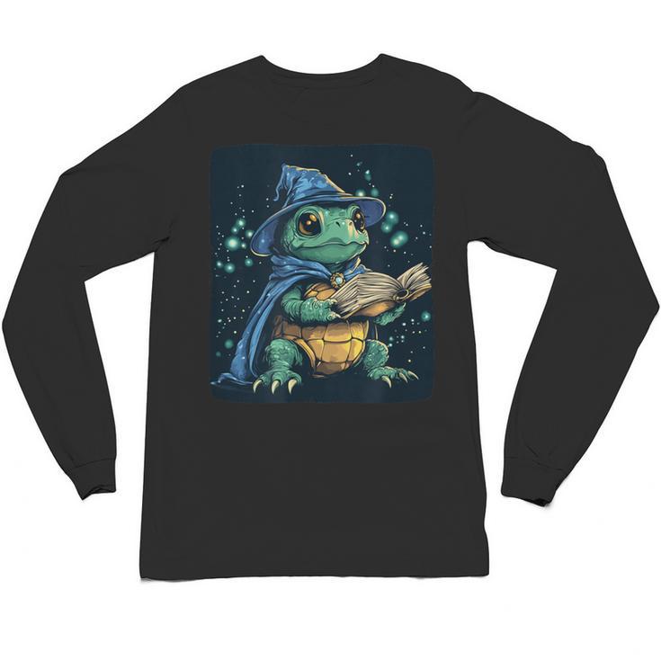 Cool Magical Book With Wizard Turtle For Adults And Kids Unisex Long Sleeve T-Shirt