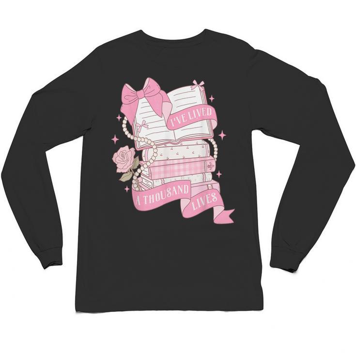 Coquette Reading Book Lover Pink Bow Bookish Mom & Daughter Unisex Long Sleeve T-Shirt