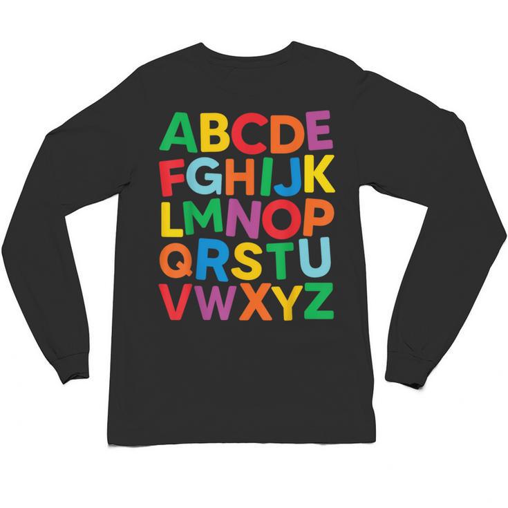 Cute ABCs Shirt Alphabet Colorful Letters Reading Books Kids Unisex Long Sleeve T-Shirt