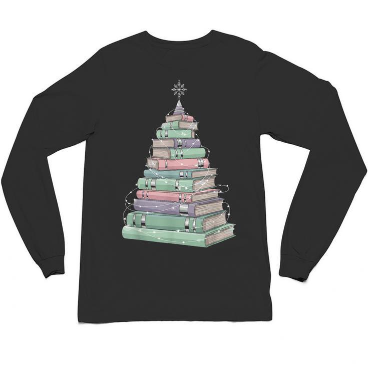 Cute Bookmas Christmas Book Tree Book Lover Teacher Unisex Long Sleeve T-Shirt