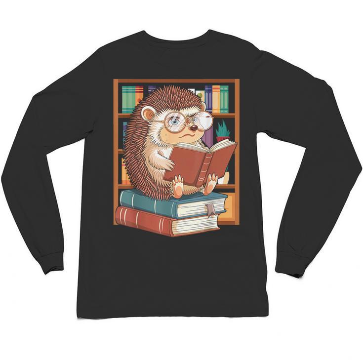 Cute Hedgehog Book Nerd Unisex Long Sleeve T-Shirt