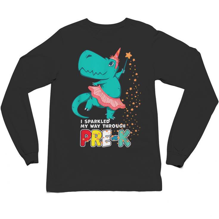 Cute Magical Ballerina Dino Unicorn Pre-K Graduation Unisex Long Sleeve T-Shirt