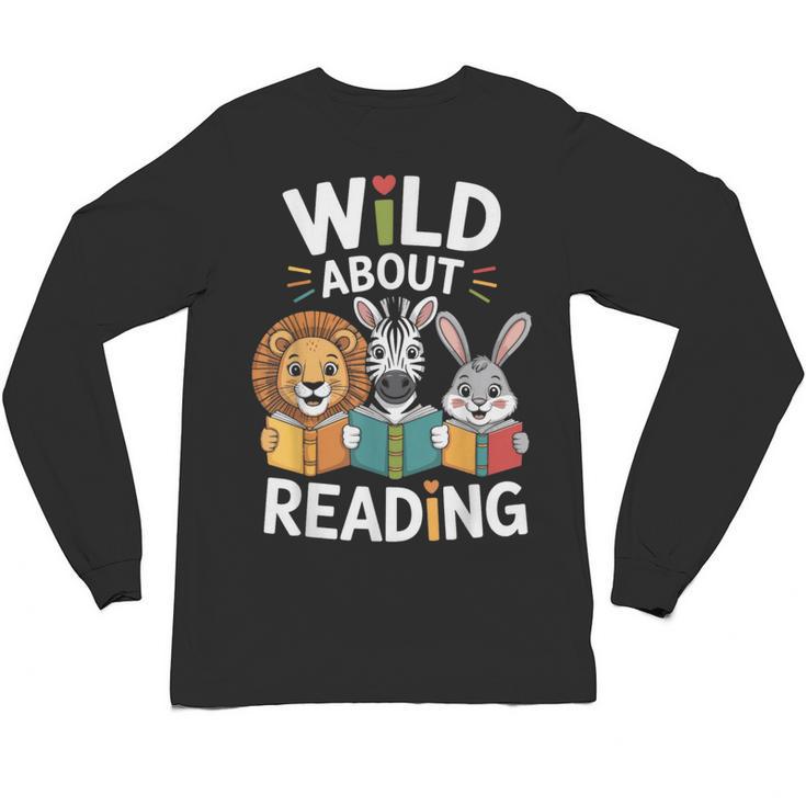 Cute Wildlife Zoo Animals For Book Reader Bookworms Unisex Long Sleeve T-Shirt