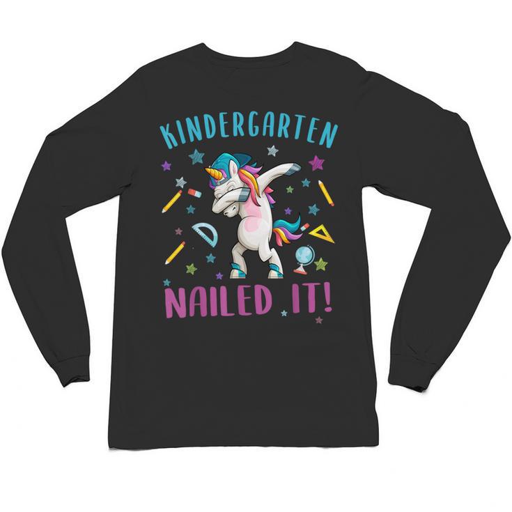 Dabbing Kindergarten Unicorn Graduation Class 2021 Nailed It Unisex Long Sleeve T-Shirt
