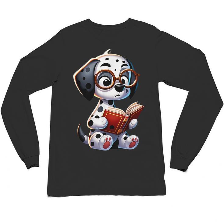 Dalmatian Reading a Book Dog Unisex Long Sleeve T-Shirt