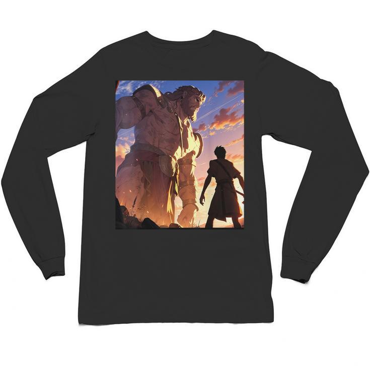 David And Goliath Bible Book Of Samuel Famous Bible Story Unisex Long Sleeve T-Shirt