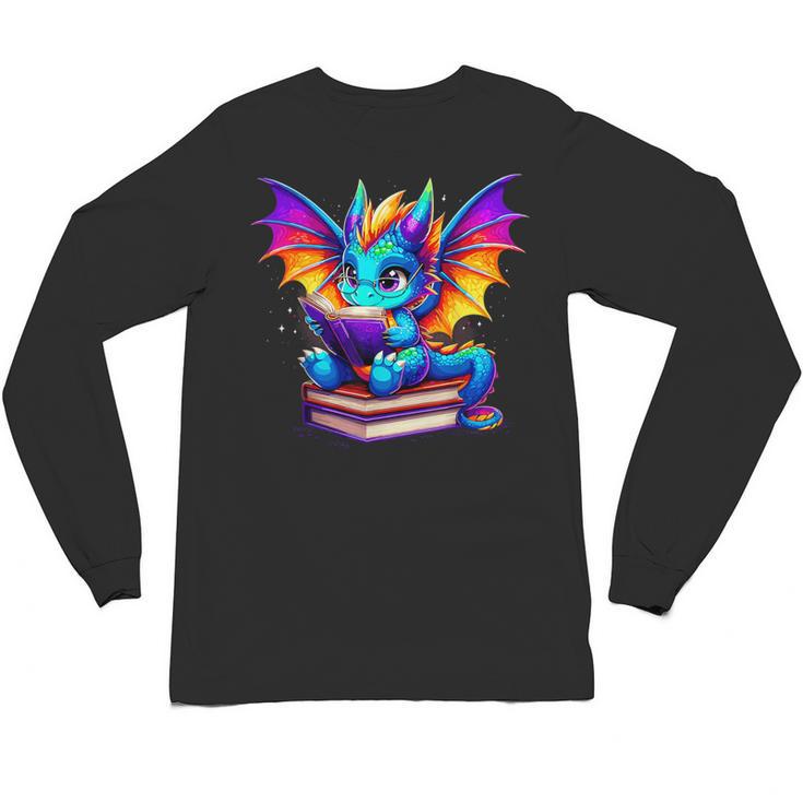 Dragon Reading a Book Bookworm Book Unisex Long Sleeve T-Shirt