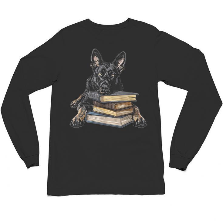 Dutch Shepherd Books Reading Dog Breed Graphic Unisex Long Sleeve T-Shirt