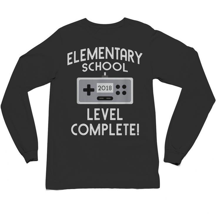 Elementary School Graduation Shirt Level Complete Gamer Unisex Long Sleeve T-Shirt