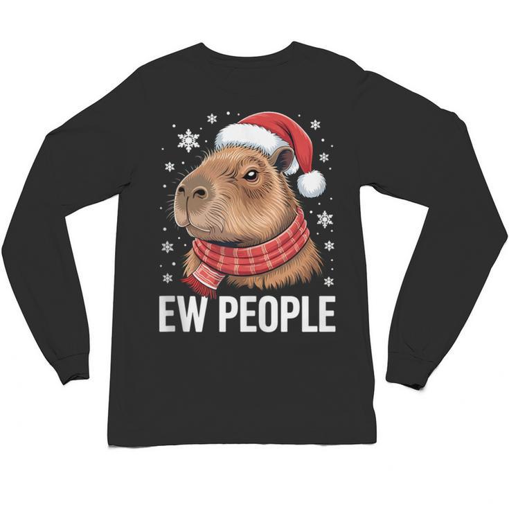 Ew People Capybara Christmas Introvert Holiday Humor Unisex Long Sleeve T-Shirt