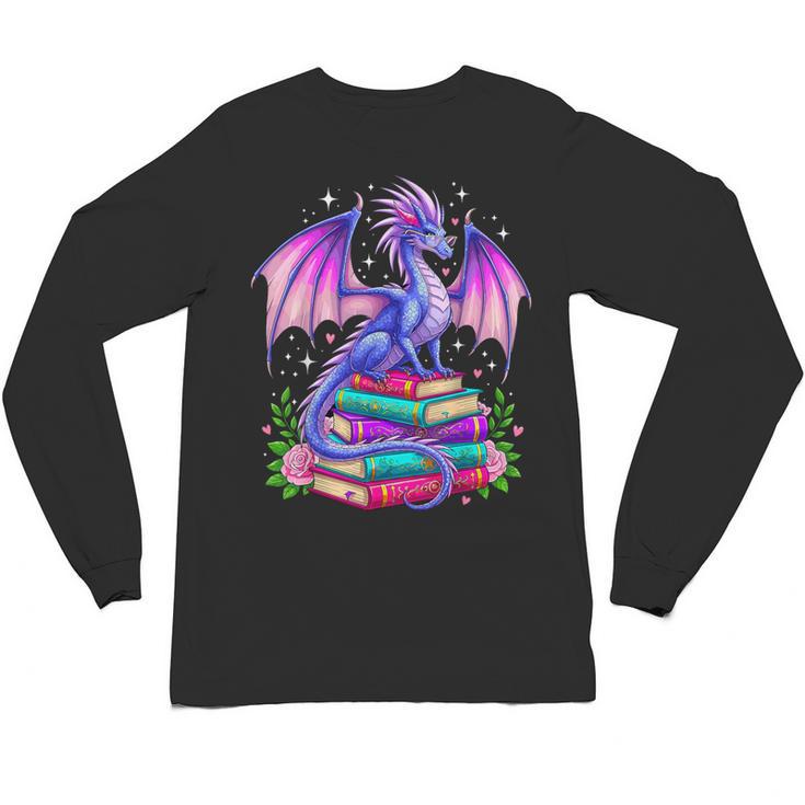 Fantasy Dragon Reading Books Bookworm Unisex Long Sleeve T-Shirt