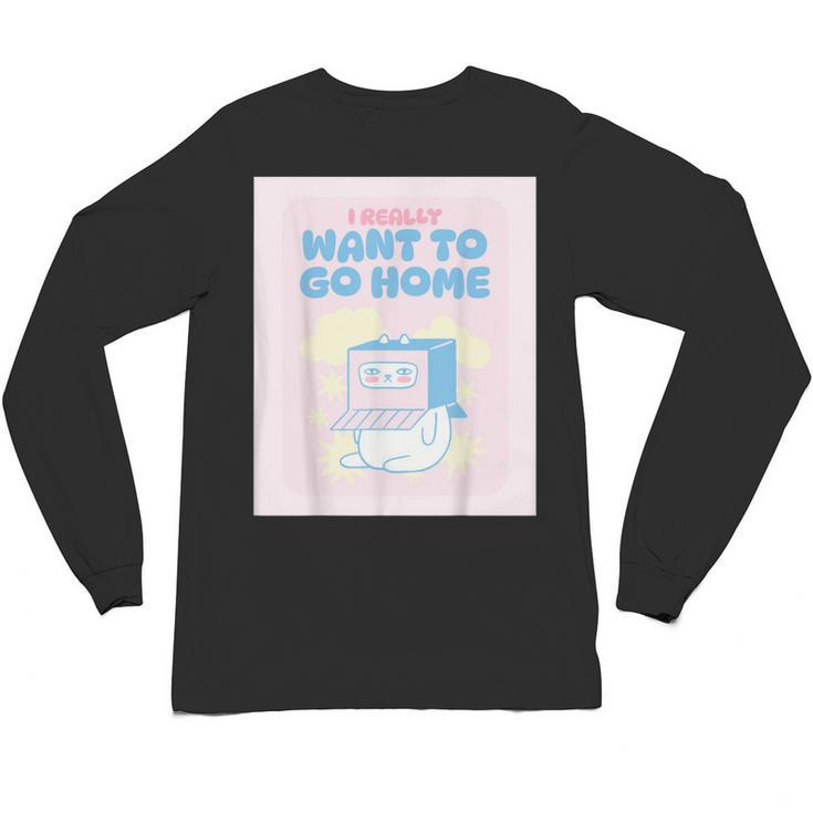 Fun Cute Introvert Cat Character Quote Men Women Unisex Long Sleeve T-Shirt