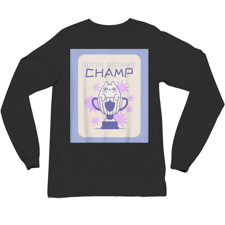Fun Cute Introvert Cat Character Trophy For Men Women Unisex Long Sleeve T-Shirt