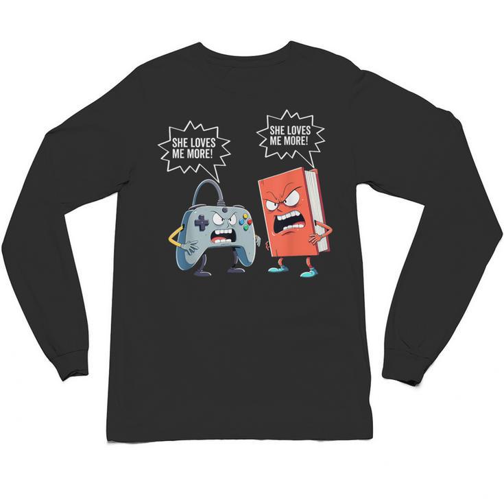Gamer Book Lover Girl Women Bookworm Video Gaming Daughter Unisex Long Sleeve T-Shirt