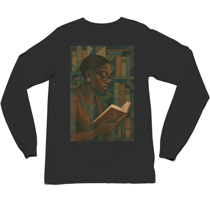 Geometric History Educated Women Teacher Book Melanin Unisex Long Sleeve T-Shirt