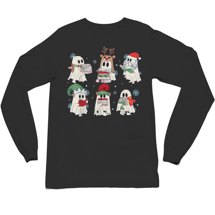 Ghost Santa Elf Squad Read Books Bookish Librarian Christmas Unisex Long Sleeve T-Shirt