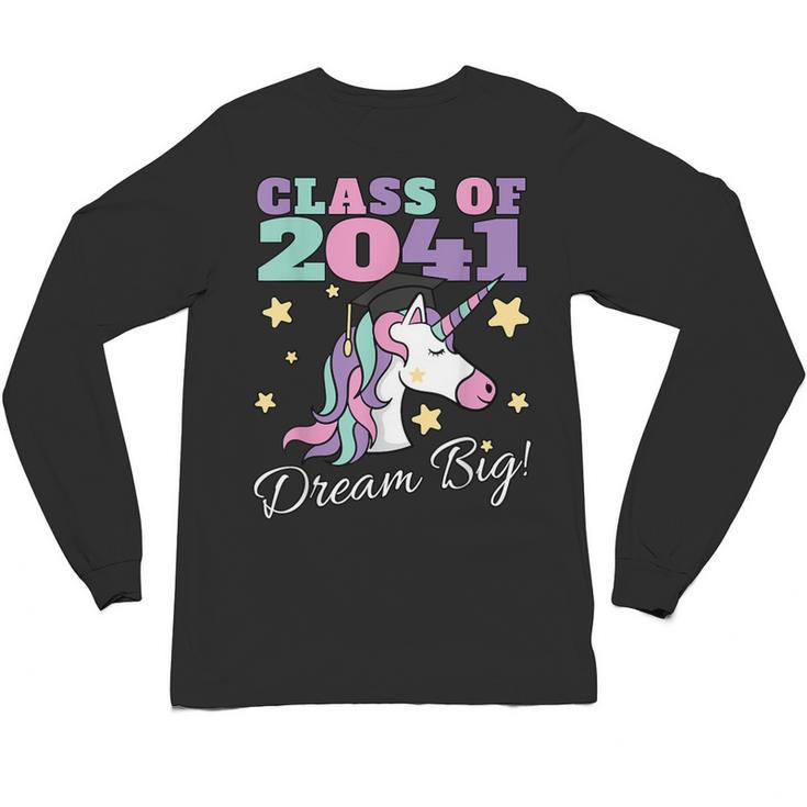 Girls Class Of 2041 Magical Unicorn Graduation Cap Unisex Long Sleeve T-Shirt