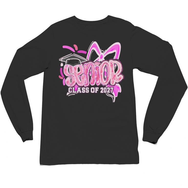 Graduation 2027 Senior 2027 Class Of 2027 Coquette Pink Girl Unisex Long Sleeve T-Shirt