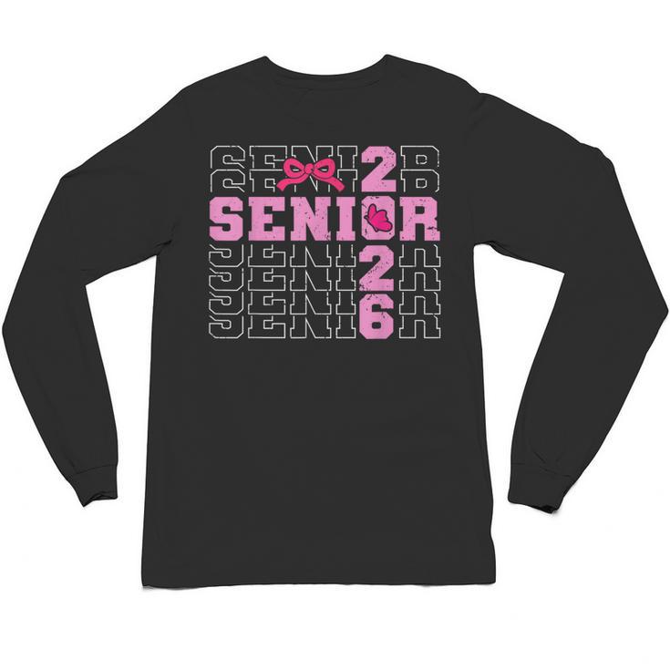 Graduation Class Of 2026 Senior 2026 Pink Bow Coquette Unisex Long Sleeve T-Shirt