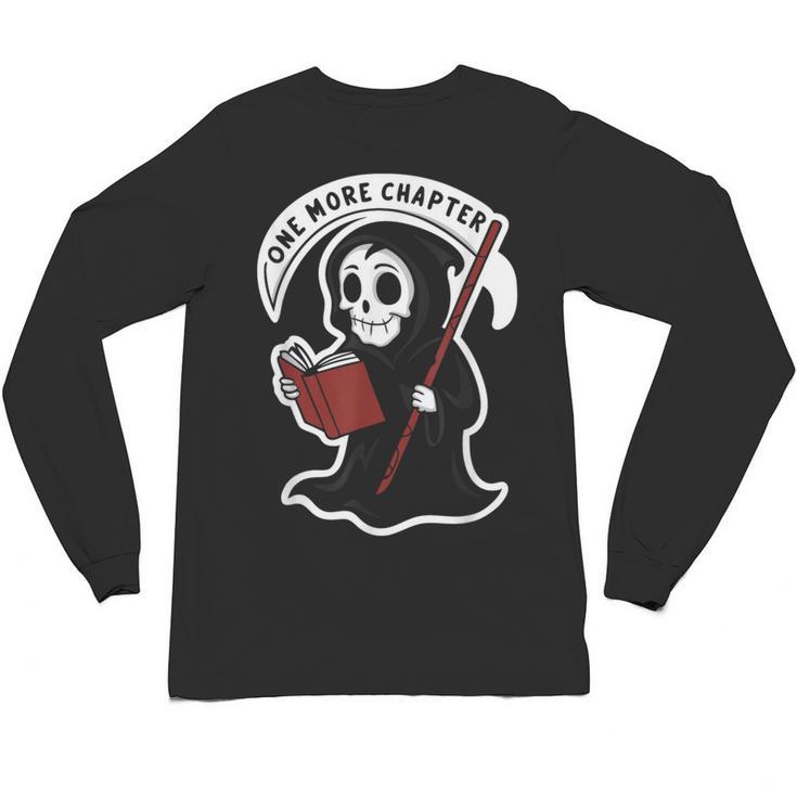 Grim Reaper Bookworm Cute Book Reading Halloween Unisex Long Sleeve T-Shirt
