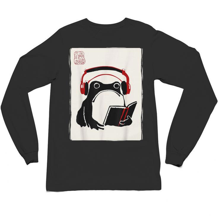 Grumpy Frog Books Music Kawaii Ink Japanese Unisex Long Sleeve T-Shirt