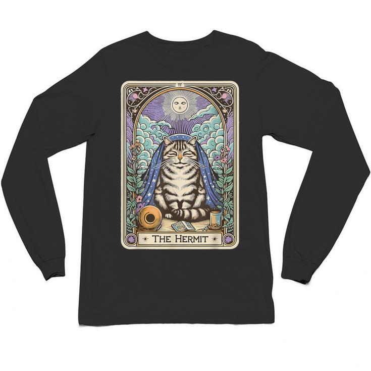 The Hermit Cat Tarot Card Introvert By Georgi Unisex Long Sleeve T-Shirt
