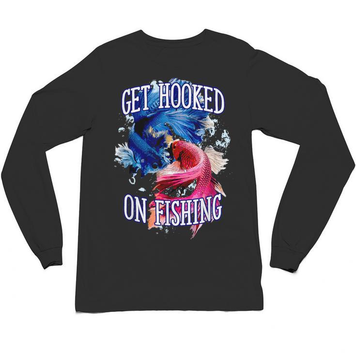 Hooked On Fishing Introvert Sayings Antisocial Quotes Unisex Long Sleeve T-Shirt