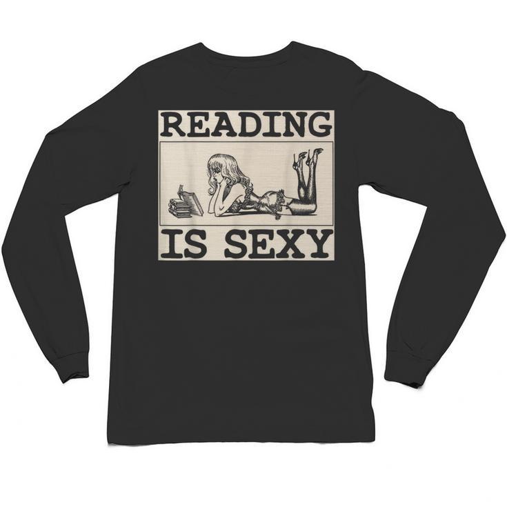 Hot Pin Up Girl Comic Book Vintage Reading Is Sexy Unisex Long Sleeve T-Shirt
