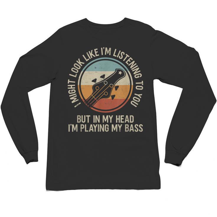 Introvert Bass Guitarist Musician Playing Bass Guitar Unisex Long Sleeve T-Shirt