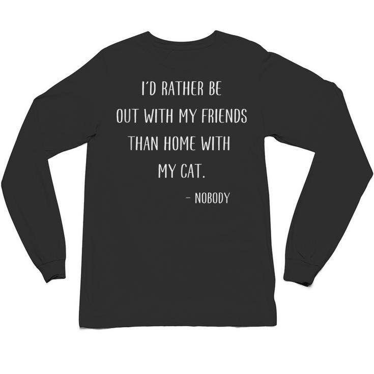Introvert Cat Lover Quote Humor Social Introversion Unisex Long Sleeve T-Shirt