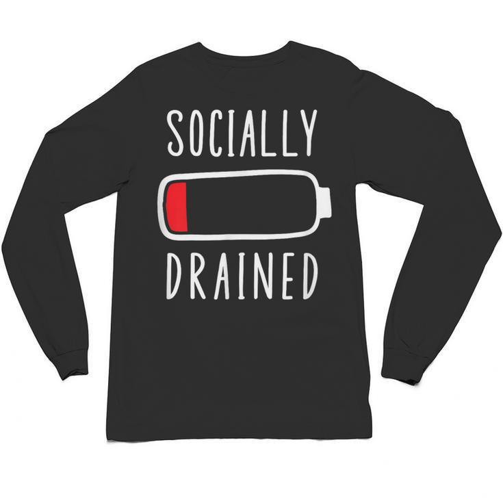 Introvert Socially Drained Battery Unisex Long Sleeve T-Shirt